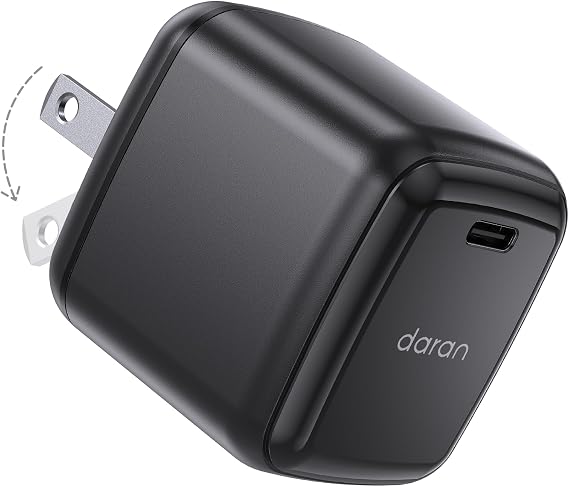 DaranEner USB C Charger, Rapid 65W GaN Type C Charging Block with Foldable Plug, Fast Wall Charger Compatible with iPhone 17/16/15 Series, Galaxy, Pixel 4, iPad, AirPods, Apple Watch