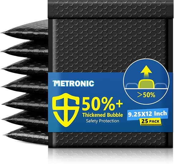 Metronic Bubble Mailers True 8.5x11" Usable Size Padded Envelopes 25 Pack