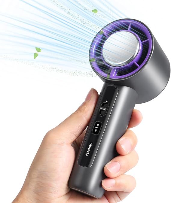 Small Portable Fan for Travel,Adjustable Speed Mini Fan Handheld with Digital Display, 4500mAh Battery Rechargeable Personal Fan for Traval,camping,outdoor
