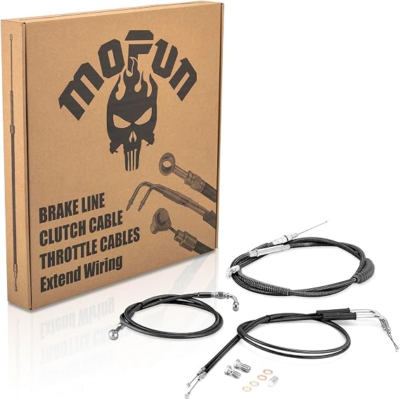 Mofun Clutch/Throttle Cable Brake Line Non-ABS Fit for Sportster 1996-2003 | Cable Kit Fit 16"-18" Handlebar, Fit for Sportster 883 1200 1996-2003 Black