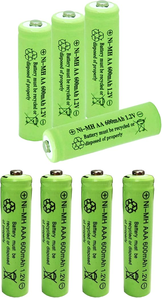 AA AAA Nimh 600mAh 1.2v Rechargeable Batteryies for Outdoor Solar Lights Garden Lamp Combo Pack