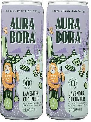Aura Bora Herbal Sparkling Water Lavender Cucumber, 12 Ounce Pack of 2