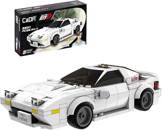 CaDA Initial D Mazda RX7-FC Toy Car Building Sets, Collectible Model Car Toy Building Blocks, Cool Simulation Cockpit Speed Racing Car for Fans and Kids