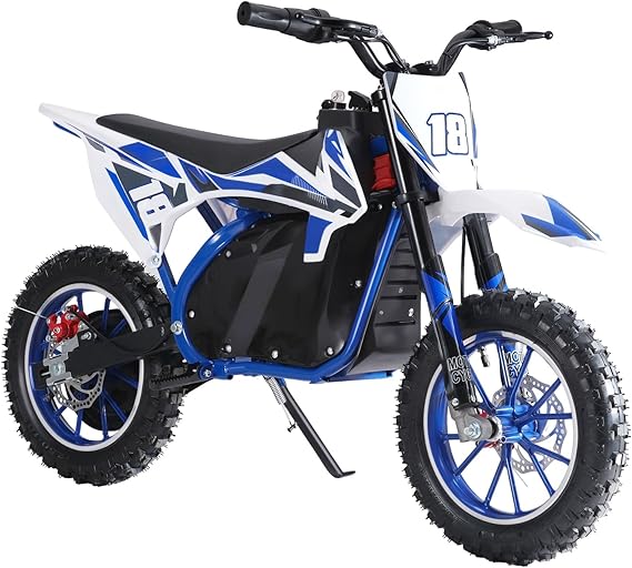 Dirt Bike for Kids - Electric Motocross Mini Motorcycle, Off Road Pocket Motorbike with High-Performance Motor & Battery, 10 Inch Tires - Perfect Kids Dirt Bike Blue