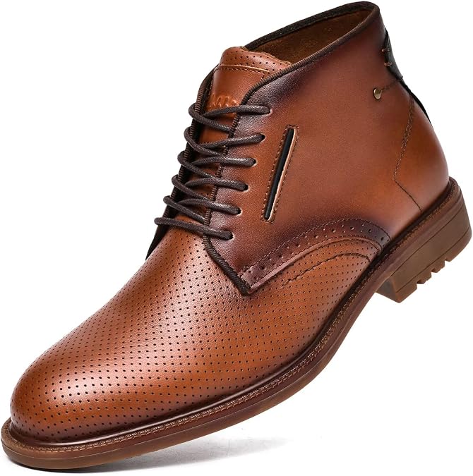 Men's Chukka Boots, Leather Ankle Dress Boot Casual Oxfords Lace Up Work Shoes