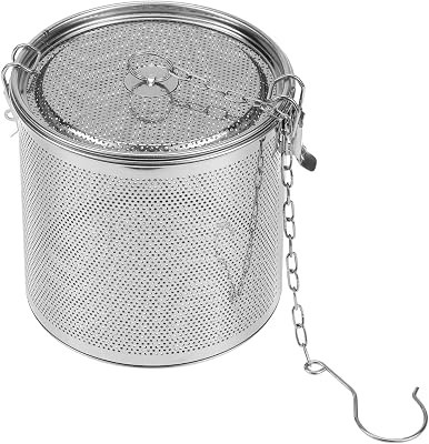 Hemoton Stainless Steel Seasoning Ball with Large Capacity and Extended Hook Chain Spice Strainer Basket for Cooking Soup and Tea Brewing 6.29 X 6.29 X 6.29 Inch