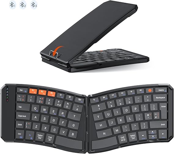 MEETION Ergonomic Foldable Bluetooth Keyboard, Portable Wireless