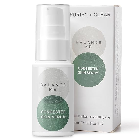 Balance Me Congested Skin Face Serum, Natural Acne Treatment for Face, Non-Drying Spot Serum & Pimple Cream for Oily, Combination & Sensitive Skin (1 x 0.5 fl oz)
