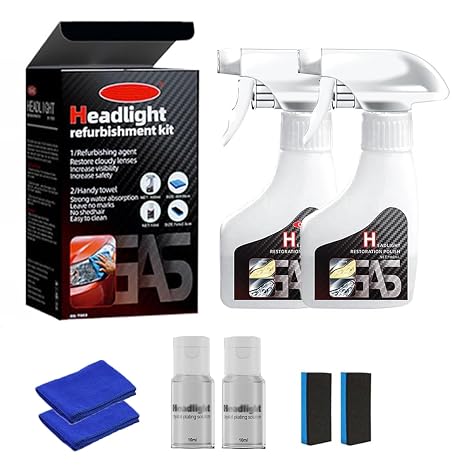 Headlight Restoration, Headlights Restoration Kit, Automotive Headlamp Restoration Fluid Kit, Clear Coating Polish Refurbisher, Vehicles That Restores Yellowing & Scratches