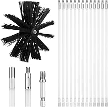 Wire Chimney Cleaning Brush with 1/4" Npt Fitting and 12 Rods, 6 Inch Round Steel Chimney Cleaning Brush and 16 Inch Fiberglass Rods for Hearth Fireplace (Split Type)