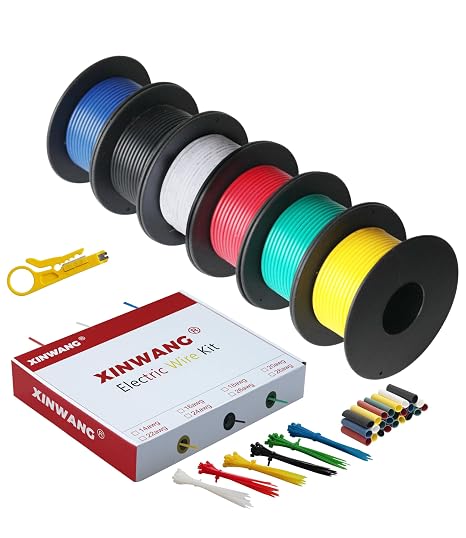 XINWANG 30 AWG 0.05mm² PVC Hook Up Wire Kit, 6 Colours, 82.02 ft Each