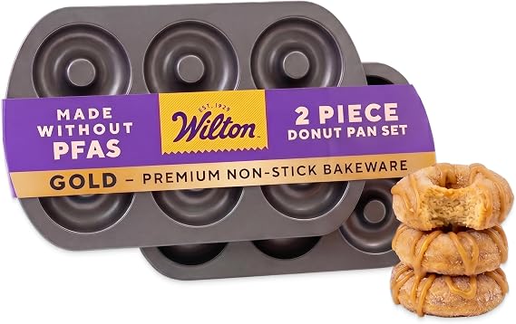 Wilton Gold Non-Stick Donut Pan Set, Stainless Steel, 2-Piece