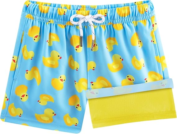 BRISIRA Boys Swim Trunks Bathing Suit Compression Boxer Brief Liner Anti-Chafe Swimsuit Swim Shorts Toddler Kids Youth Teen