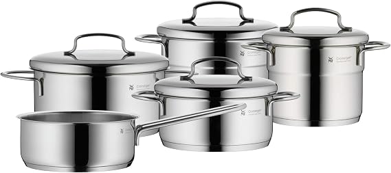 WMF Mini 5 Parça Tencere Seti, İndüksiyon Uyumlu, Metal Kapaklı, Cromargan® Yüksek Kaliteli Paslanmaz Çelik, Üst Üste Saklanabilir