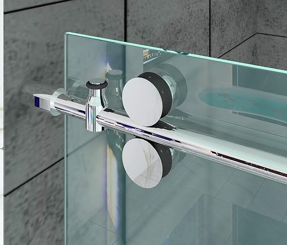 DIYHD 5FT Chrome Twin Roller Sliding Frameless Shower Door Hardware Kit | Glass not included; Features 304 stainless steel hardware and a space-saving in-line design for 8-10mm glass