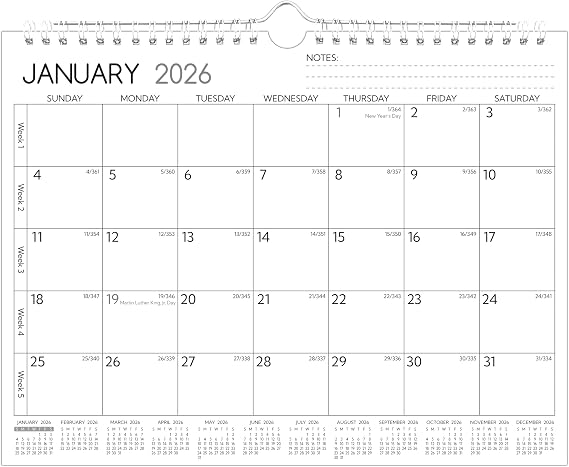Wall Calendar 2026-2027 Use Now to Dec 2027, 2 Year Small Calendar 2026-2027, 11 x 8.5 In, 2026 Calendar 24 Months, Monthly Calendar 2026, with Ruled Blocks, Thick Paper, Holidays, To-dos & Notes