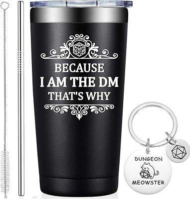Grifarny Dungeons and Dragons Gifts for Men, Women - Great Gift for DnD Lovers - Dungeon Master Gifts - D&D Lovers Gamer Gift - Because Im the DM Tumbler 20 oz
