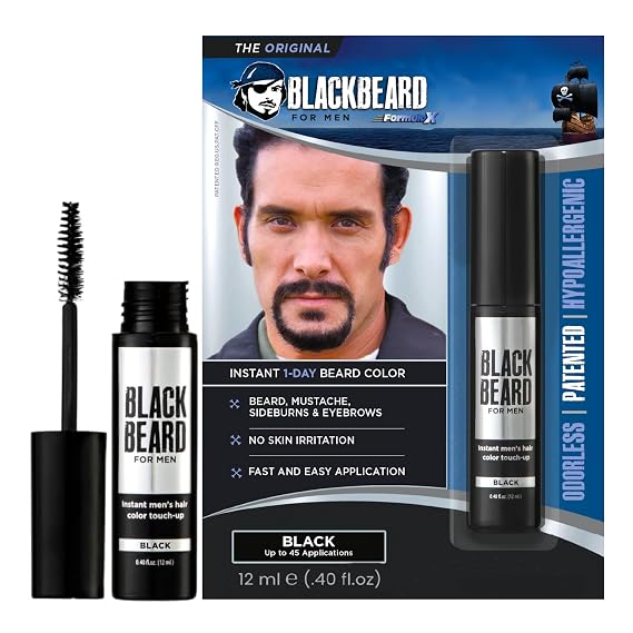 Blackbeard for Men Instant Beard Color, Black, 1 Pack