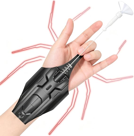 Spider Web Shooter Toy 2.0 Upgrade,Spider Silk Launcher Wrist Toys, Realistic Web Launcher String, Cool Gadgets String Gloves Shooters Toy for Superhero Role-Play (Black)