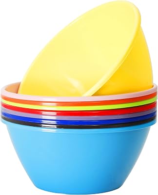 Youngever 11 inch 120 Ounce Plastic Mixing and Serving Bowls, Large Popcorn Bowls, Salad Bowls, Chip and Dip Serving Bowls, Set of 9 Rainbow