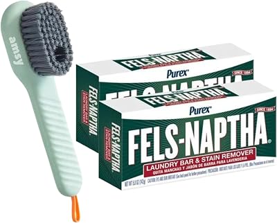 AMSY Stain Remover Cloths Laundry Bundle - Amsy Multifunctional Stain Remover Brush with Soap Dispenser Bundled with 2 Pack of Fels Naptha Laundry Soap 5 oz Each for Cloth Shoes Household Surfaces