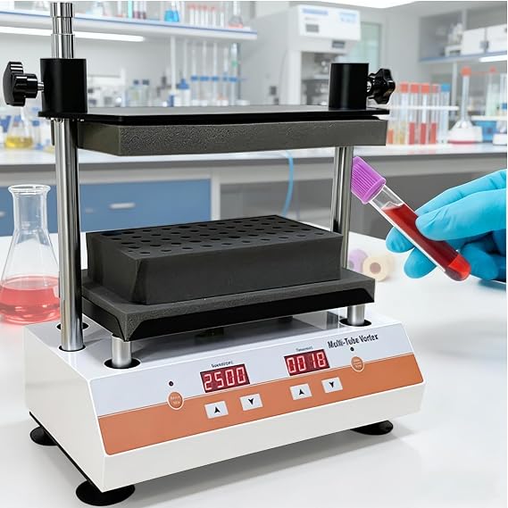 Vortex Mixer, Laboratory Mixer with 6 Modules, Adjustable Speed 500-2500RPM, Time Setting 1-9999min, LCD Digital Display for Chemicals and Science Research