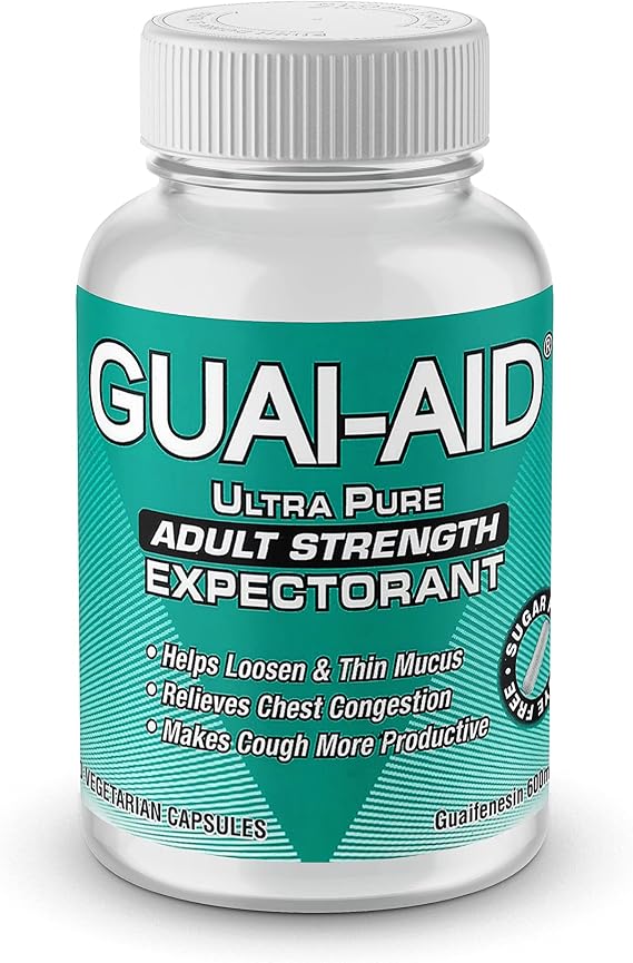 100 Guai-Aid 600mg "Ultra-Pure" Guaifenesin vegetarian Capsules