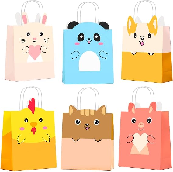 NIMU 24 Pack Animal Farm Party Bag with Cute Panda and Friends, All in One Package Ideal for Halloween Birthday Gifts and Party Favours Multi-use for Girls Boys Kids Party Supplies Prime