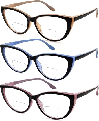Cat Eye Bifocal Reading Glasses for Women Stylish Blue Light Blocking Readers
