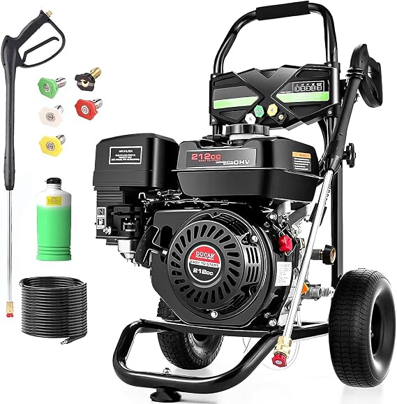 4200PSI Gas Pressure Washer 4.0GPM Gas Power Washer 212CC Gas Powered Washing Machine Commercial High Pressure Washer with 25ft Hose&5 Nozzles for Patio Garden Yard Vehicle