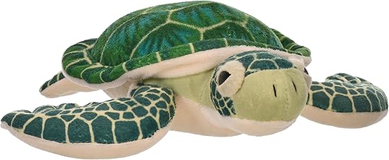 Wild Republic Sea Turtle Plush Soft Toy, Cuddlekins Cuddly Toys, Gifts for Kids 20 cm , Green