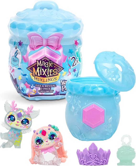 Magic Mixies Magic Mixlings Magicus Party, Magic Cauldron with 2 Dolls, Magic Unboxing, 30 Mixlings Divided into 4 Collecting Teams with Magic Skills, Children 3 Years Old, Famous (MGX17000)