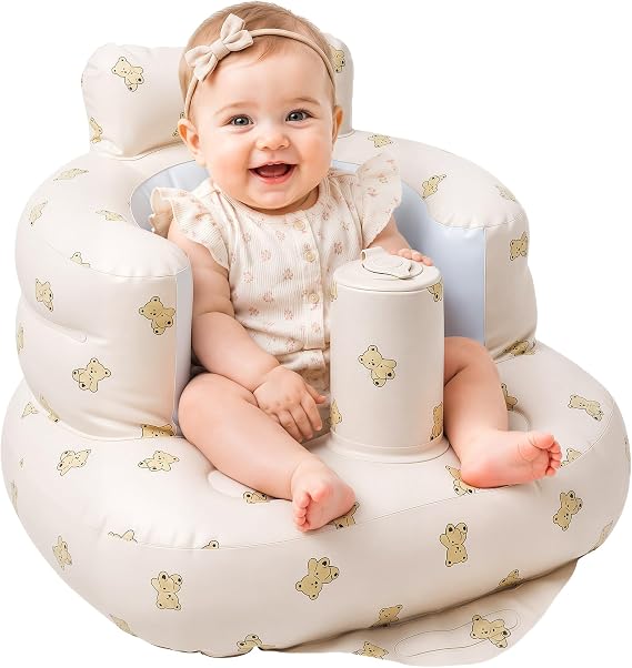 Baby Inflatable Seat with Built-in Air Pump | Portable Sit Me Up Floor Seat for 3-36 Months, Sit Me Up Chair for Feeding, Toddler Support Baby Shower Chair Floor Seater