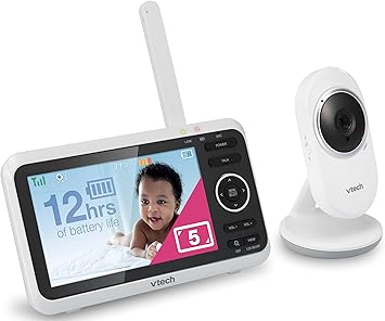 VTech Baby Monitor, No WiFi 5 Color Screen, 12-Hour Battery, Night Vision, Temperature Sensor, 2-Way Talk, Lullabies, 1000ft Range | VM350