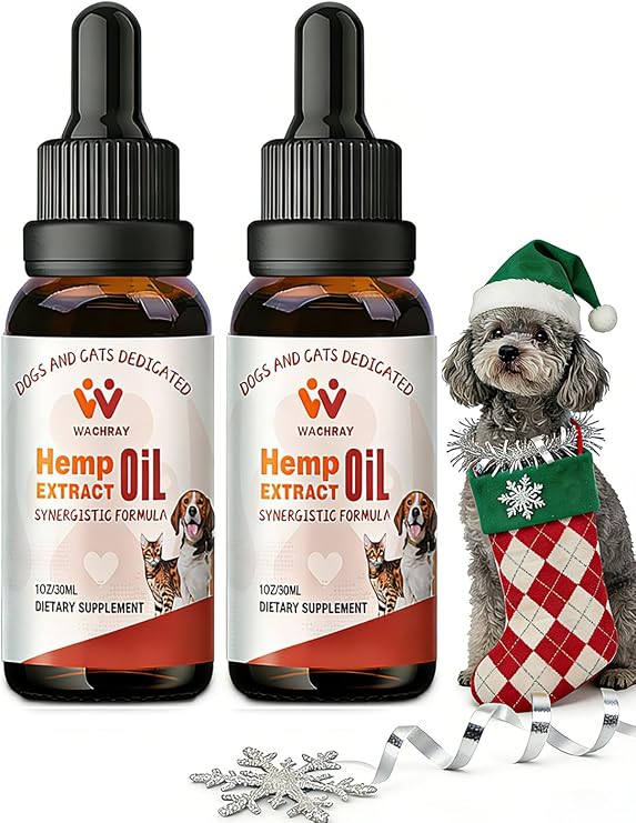 mp Oil for Dogs & Cats, Calming Drops Dog Relaxants, Organic Pet mp Oil Drops, Helps Pets with Anxity Strss Slep & Hip Joints Health & rthritis Sizures Rlief, 2-Pack