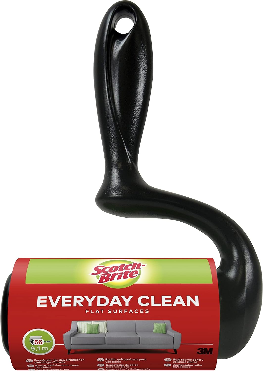 Scotch-Brite Everyday Clean Flat Surface Lint Roller - 1 Roll 56 Sheets - Works Great on Pet Hair, Clothing, Furniture and More