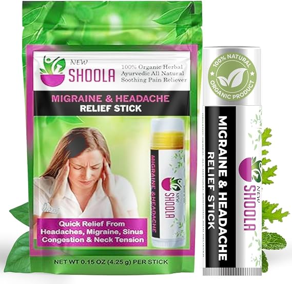 Shoola Relief Balm Touchless Stick Natural Headache & Migraine Relief, Herbal Ayurvedic Pain Relief Balm for Temples, Sinus, Neck & Body, No-Mess Roll-On Application 1 Pack