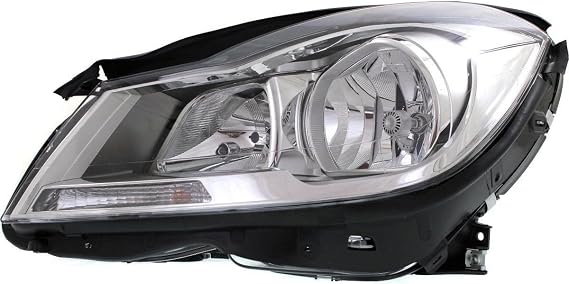 HEADLIGHTSDEPOT Chrome Housing Halogen Headlight Compatible with Mercedes-Benz C-Class Sedan C250 C350 C63 AMG Includes Left Driver Side Headlamp