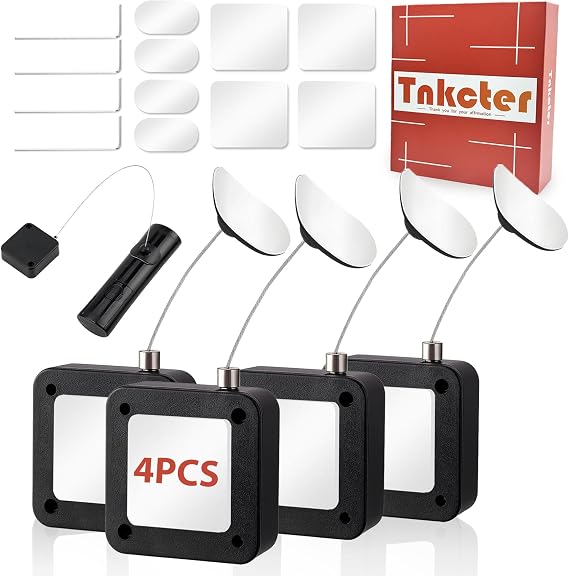 4 Pack Retractable Remote Control Tether, Cable Security Lanyard