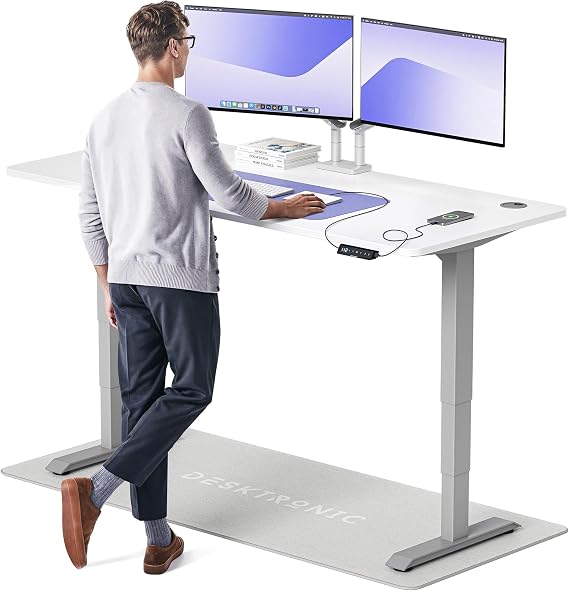 Desktronic HomePro Standing Desk – 180 x 80 cm Height Adjustable Desk with Electric Dual Motor, Touchscreen Controller & Integrated USB/USB-C, 3 Memory Presets