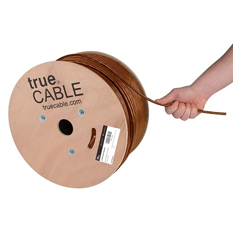 TRUE CABLE Cat6 Direct Burial Bulk Ethernet Cable, Unshielded, 1000ft, Brown, 23AWG Solid Bare Copper, Outdoor OSP Jacket, Waterproof, UV Resistant, 550MHz, PoE++ 100W (4PPoE)