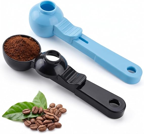 CARGEN 2pcs 2TBSP Coffee Scoop with Funnel, Funnel Design Prevents Spills | Multi Purpose Reusable K Cup Refillable Pods Use for ground coffee protein powder tea espresso cocoa and baking ingredients