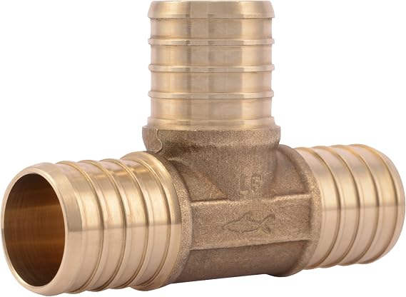 SharkBite 1 Inch Crimp Tee, Brass Plumbing Fitting, PEX Pipe, PE-RT, UC374LFA