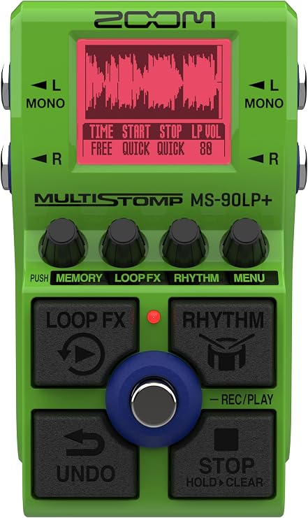 ZOOM MS-90LP+ Looper Pedal for Guitar and Bass, 32-bit float, 100 loops, 90 minutes per loop, max. 13 hours of recording, layers, effects & rhythm patterns, live & studio