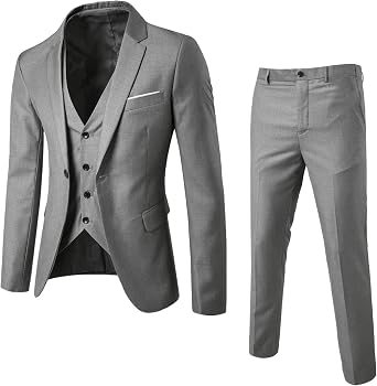 Mens Slim Fit Suits 3 Piece Man Suits Mens Slim Fit 3 Piece Suit Set One Button Solid Suit Blazers Jacket Vest Pants Wedding Business Suit Prom Tuxedo Suits