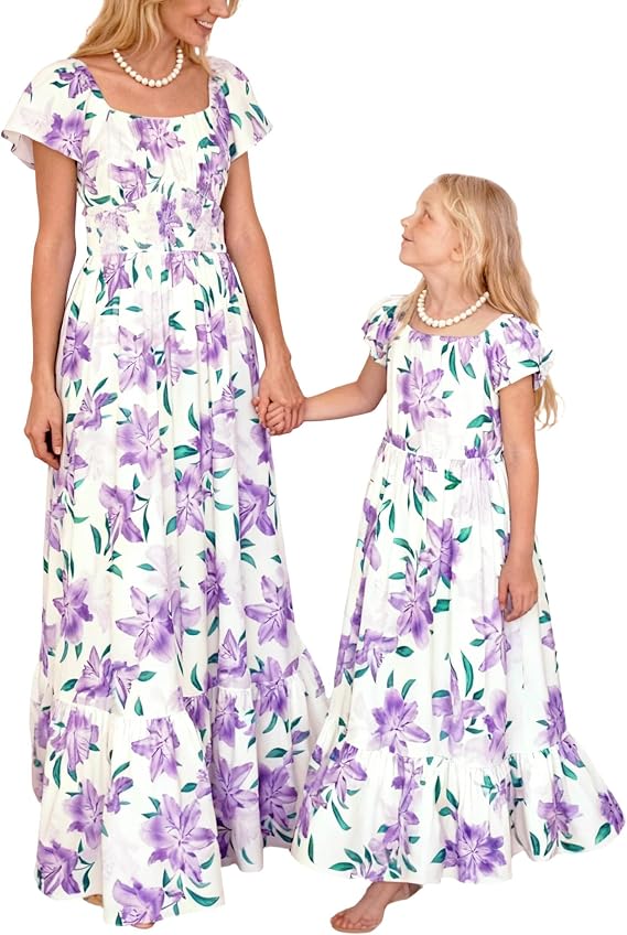 Mommy and Me Matching Dress Summer Floral Boho Beach Maxi Dresses with Pockets for Mother's Day