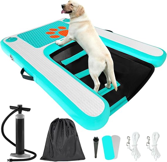 Inflatable Dog Water Ramp Floating Dock, 200LBS Non-Slip Pet Ladder