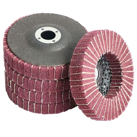 FPPO 5Pcs 4.5" x 7/8" Nylon Fiber Flap Disc Polishing Grinding Wheel,Scouring pad Buffing Wheel for Angle Grinder, Polishing Tools (Grit 240)