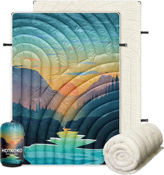 Fleece Camping Blanket Puffy Thick Camp Blankets Soft Warm Camping Quilt