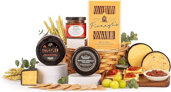 Decadent Cheese Hamper – Luxury Artisan Food Hamper with Truffle Cheese, Black Cheddar and Sourdough Crackers - Perfect Gourmet Gift for Any Occasion